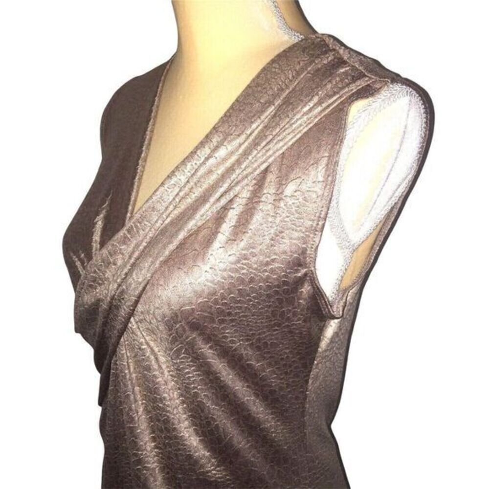 ny collection Women's Sleeveless Top Size S Brown Gold Shiny‎ - Picture 6 of 12